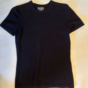 Black Short Sleeve Cashmere Sweater.